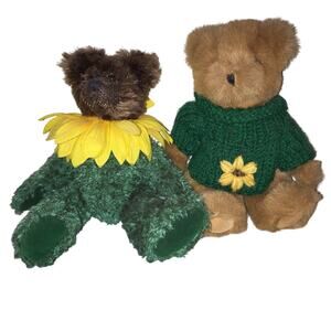 Cascade Sally Winey Sunflower Blossom And Posable Sunflower Sweater Teddy Bears